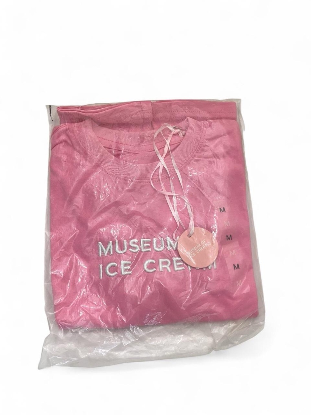 Adult Medium Museum Of Ice Cream Short Sleeve Pink Embroidered Logo T-Shirt